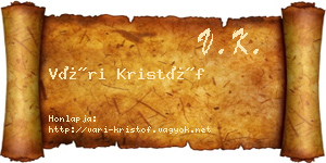 Vári Kristóf névjegykártya